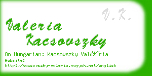 valeria kacsovszky business card